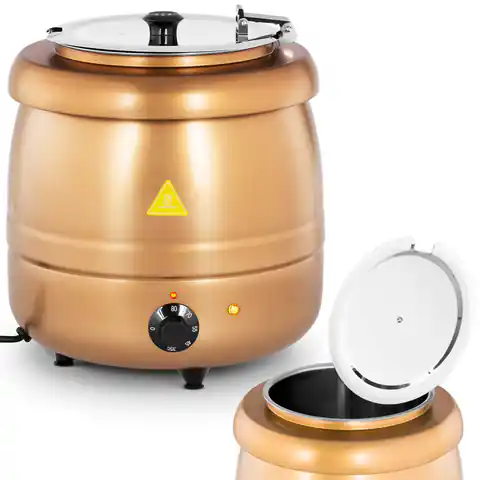 ⁨Wasserkocher-Thermoskanne für elektrische Suppe Cool-Touch Edelstahl 400 W 10 l 35-80C gold⁩ im Wasserman.eu