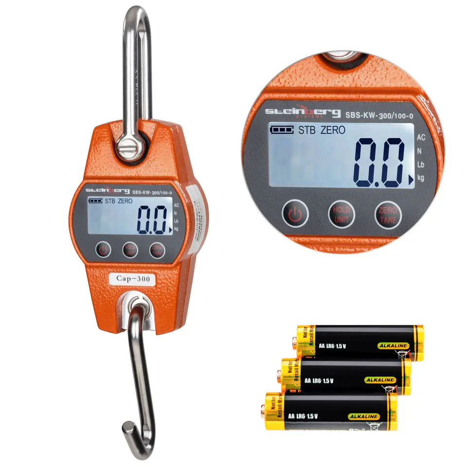 ⁨Hunting hook scale for commercial hunters SBS-KW-300/100-O LCD up to 300kg⁩ at Wasserman.eu