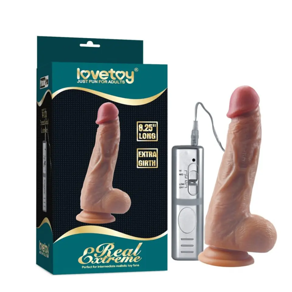 ⁨Dildo z przyssawką i wibracjami Real Extreme 21cm Lovetoy⁩ w sklepie Wasserman.eu