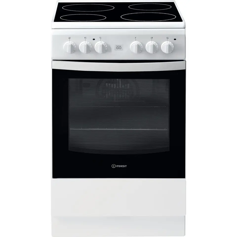 ⁨INDESIT Cooker IS5V8GMW/E Hob type Vitroceramic, Oven type Electric, White, Width 50 cm, Grilling, 57 L, Depth 60 cm⁩ at Wasserman.eu