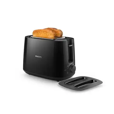 ⁨Philips Daily Collection toaster Black, Plastic, 900 W, Number of sockets 2, Number of power levels 8, Bun warmer included⁩ at Wasserman.eu