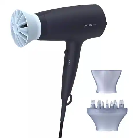 ⁨Philips Hair Dryer BHD360/20 2100 W, Number of temperature settings 6, Ionic function, Diffuser nozzle, Black/Blue⁩ w sklepie Wasserman.eu
