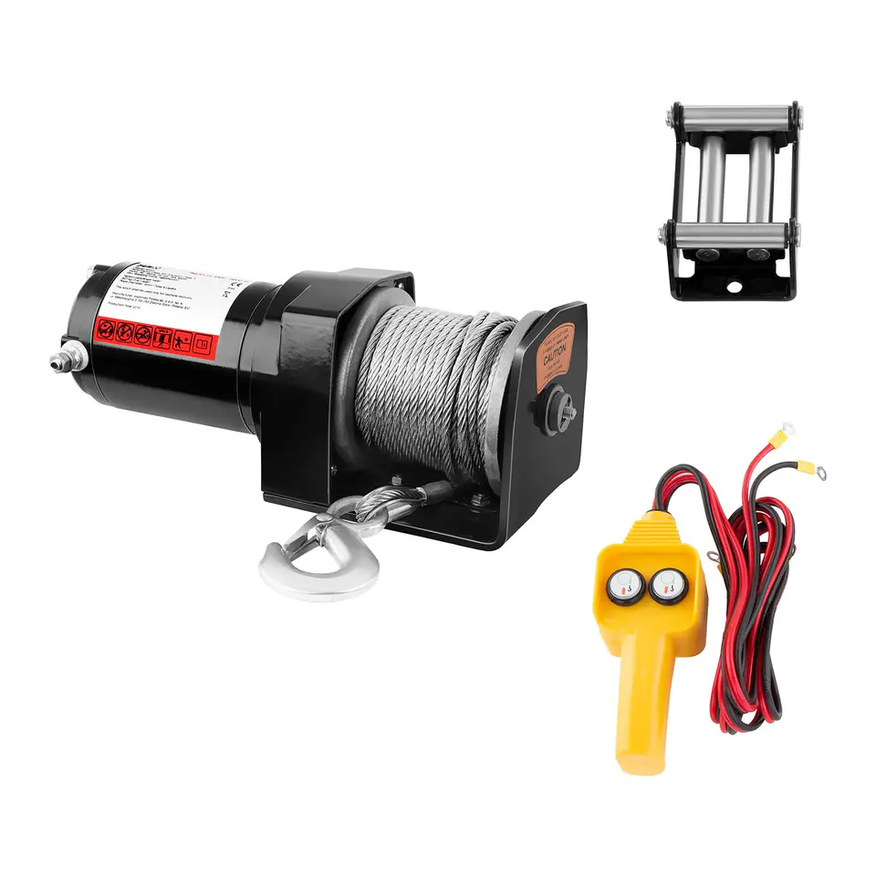 ⁨Off-road rope winch off road for car rope 15 m pull 907 kg + Remote control⁩ at Wasserman.eu