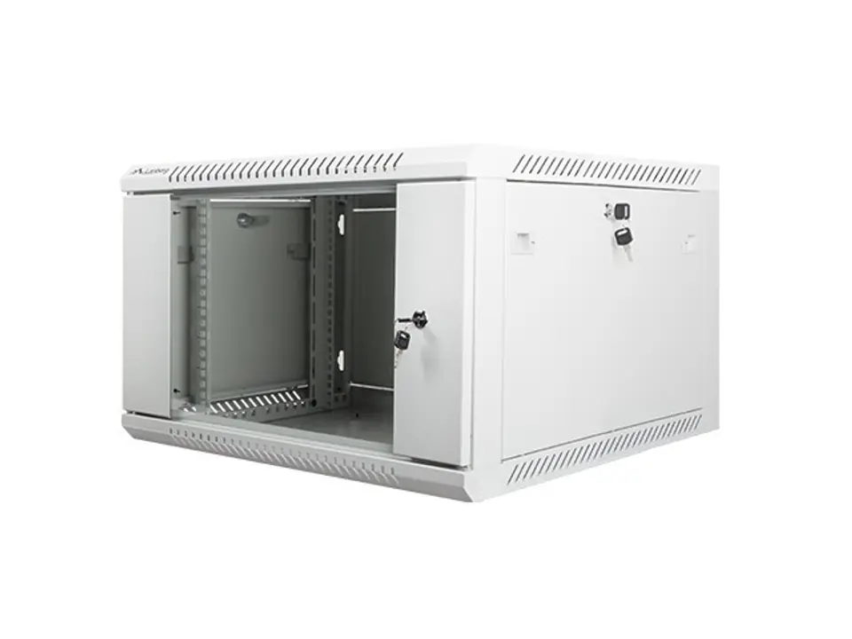 ⁨Szafa instalacyjna wisząca 19'' 6U 600X600mm szara (drzwi        szklane)⁩ w sklepie Wasserman.eu