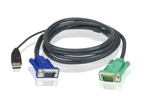 ⁨ATEN 2L-5202U cable (2m; D-Sub (VGA) M - D-Sub (VGA) F; graphite color)⁩ at Wasserman.eu