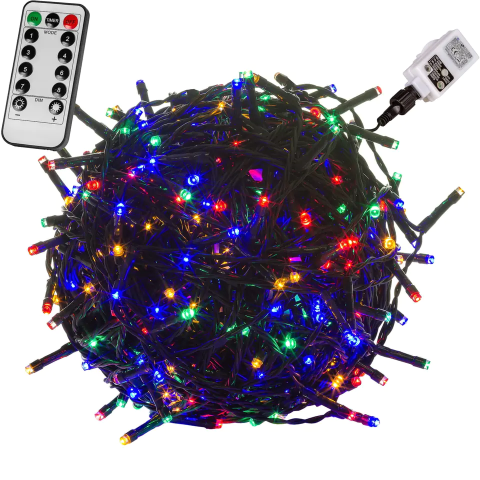 100 LED lights colorful 10m remote control and programmer IP44 at Wasserman.eu
