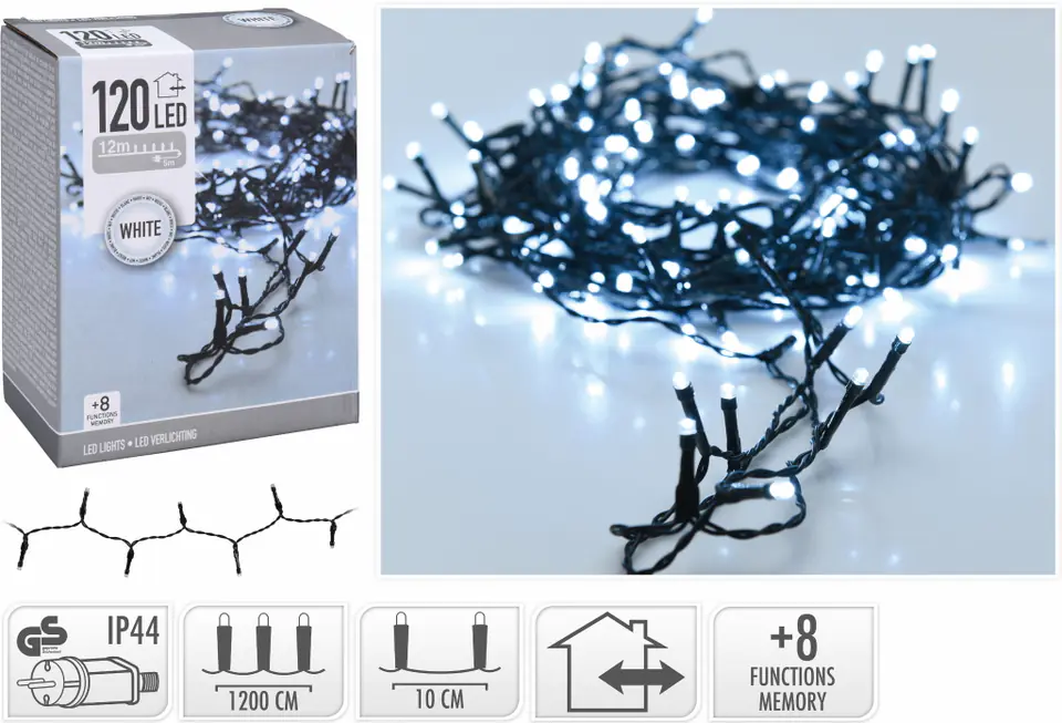 120 LED Cold White Lights 12m Programmer IP44 Decorative Lights at Wasserman.eu