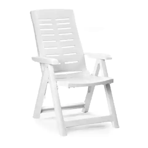 ⁨Fotel składany wielopozycyjny biały 60x61x109cm do ogrodu⁩ w sklepie Wasserman.eu