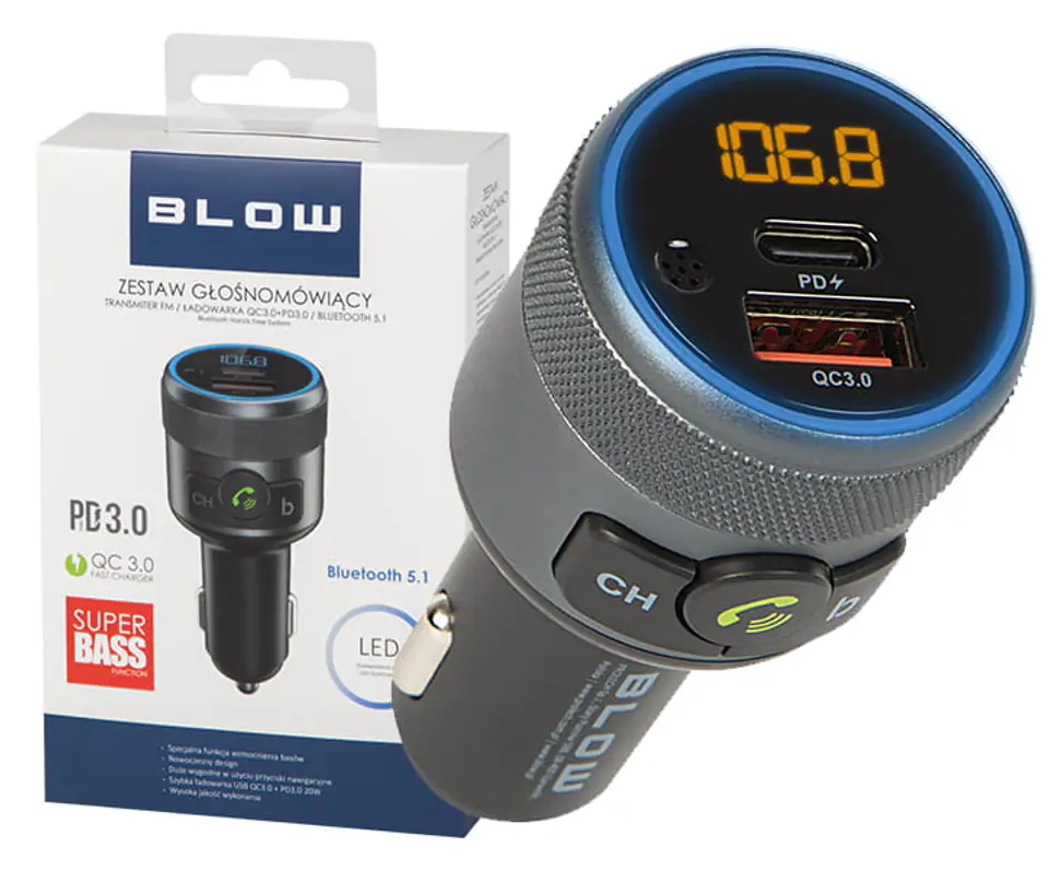 ⁨Transmiter FM Blow Bluetooth5.1+QC3.0 +PD 24W⁩ w sklepie Wasserman.eu