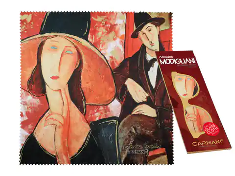 ⁨Ściereczka do okularów - A. Modigliani, Kobieta w kapeluszu i Mario Varvogli (CARMANI)⁩ w sklepie Wasserman.eu