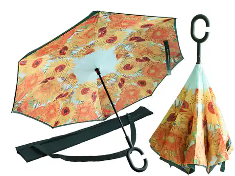 ⁨Inversely opening umbrella - V. van Gogh, Sunflowers (CARMANI)⁩ at Wasserman.eu