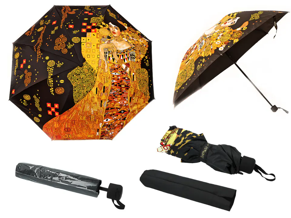 ⁨Parasol składany - G. Klimt, Adela (dekoracja na wierzchu) (CARMANI)⁩ w sklepie Wasserman.eu