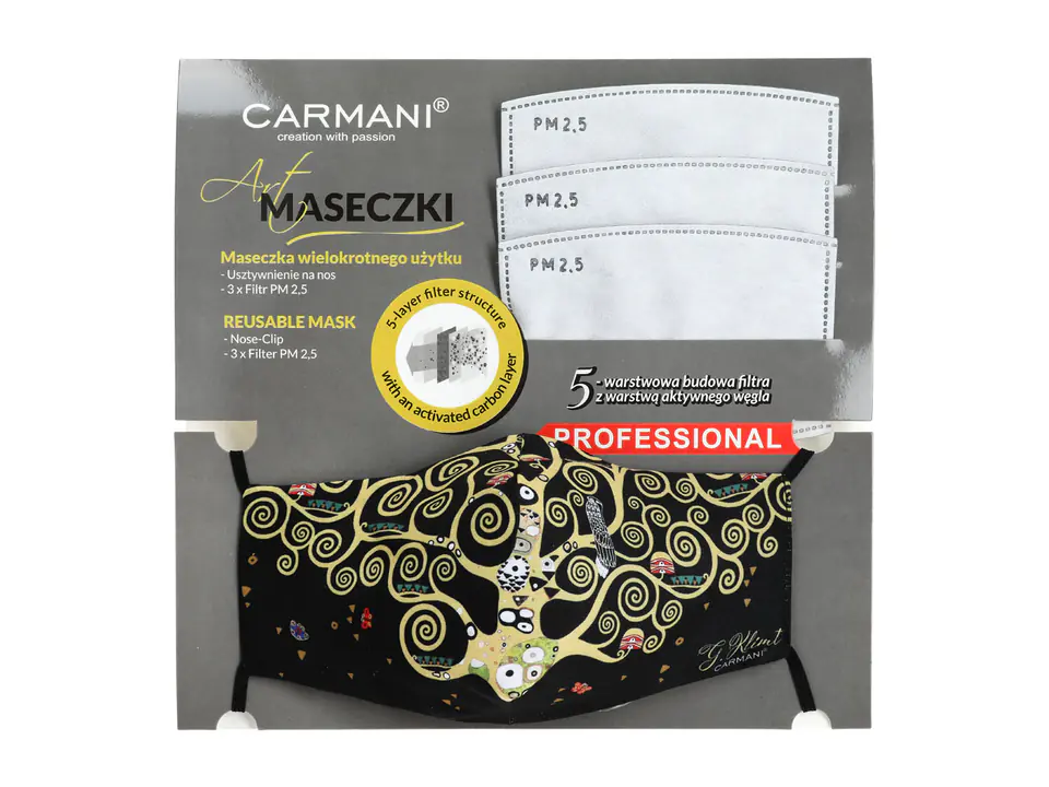 Maseczka ochronna z filtrem - G. Klimt, Drzewo życia (CARMANI) w sklepie Wasserman.eu