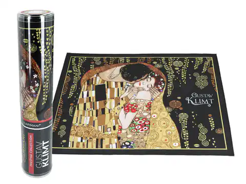 ⁨Table pad - G. Klimt, Kiss, black background (CARMANI)⁩ at Wasserman.eu