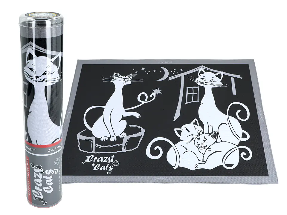 ⁨Table pad - Cat's world, Cat's family (black background)(CARMANI)⁩ at Wasserman.eu