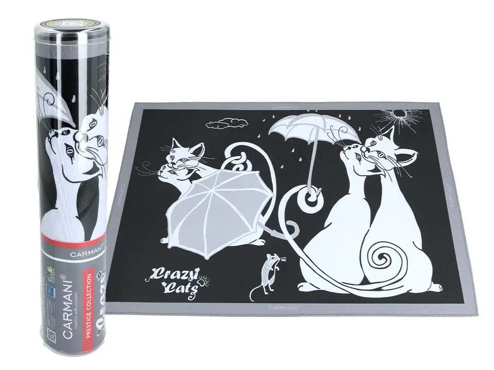 ⁨Table pad - Cat World, Cats Under the Umbrella (black background)(CARMANI)⁩ at Wasserman.eu