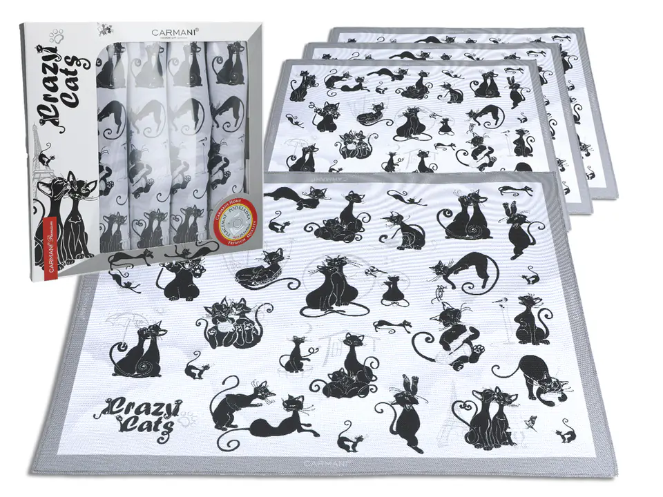 ⁨Set of 4 table pads - Cat's world, Little cats (white background)(CARMANI)⁩ at Wasserman.eu