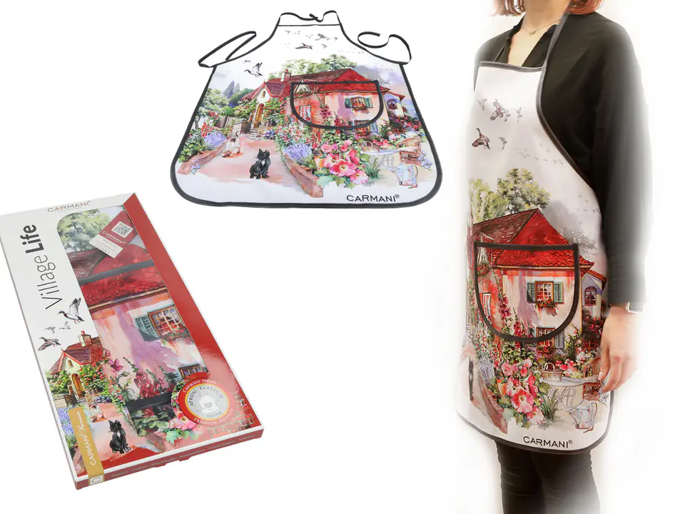 ⁨Kitchen apron - Village Life, Red Manor (CARMANI)⁩ at Wasserman.eu