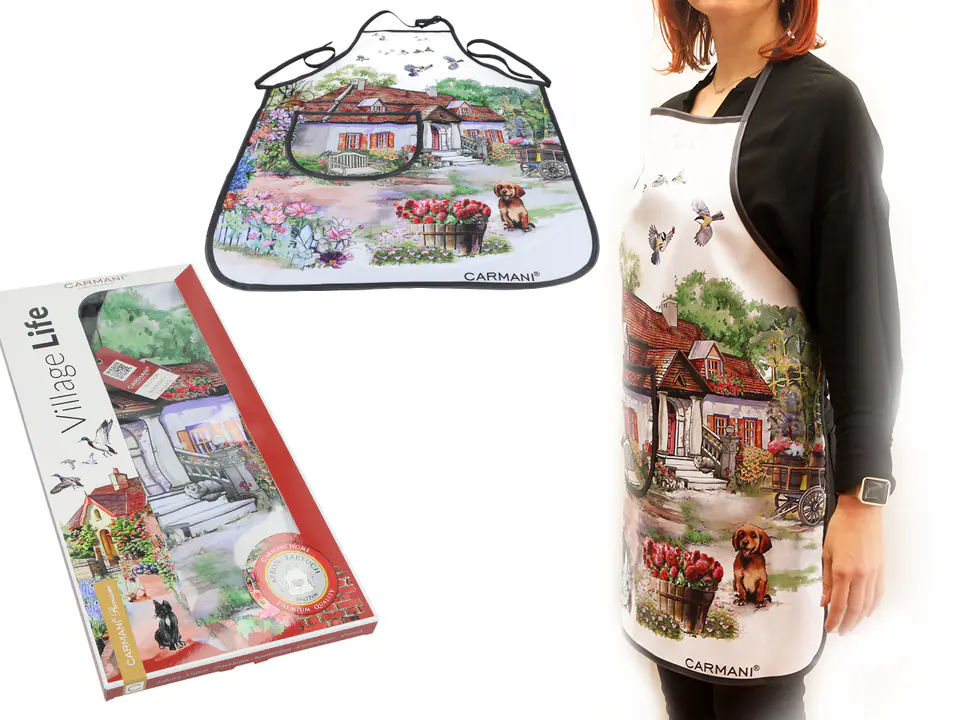 ⁨Fartuszek kuchenny - Village Life, Biały Dworek (CARMANI)⁩ w sklepie Wasserman.eu