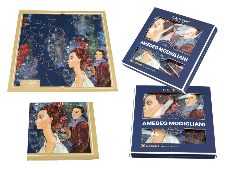 ⁨Paper napkins 20pcs. - A. Modigliani, The Woman in the Hat and Mario Varvogli (CARMANI)⁩ at Wasserman.eu