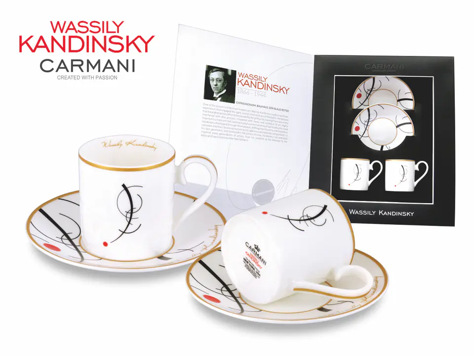 Kpl. 2 filiżanek espresso - Wassily Kandinsky. Free curve to the point. Accompanying sound of geomen w sklepie Wasserman.eu