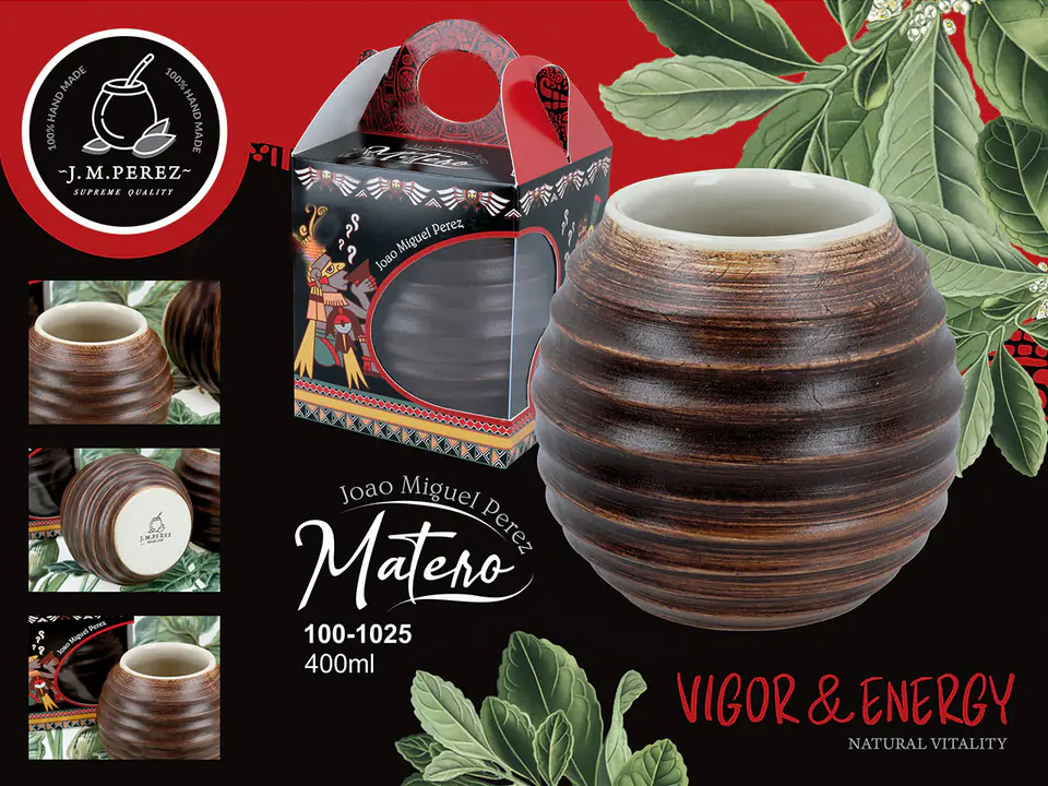 ⁨Naczynie Ceramiczne do Yerby - brązowa opona⁩ w sklepie Wasserman.eu