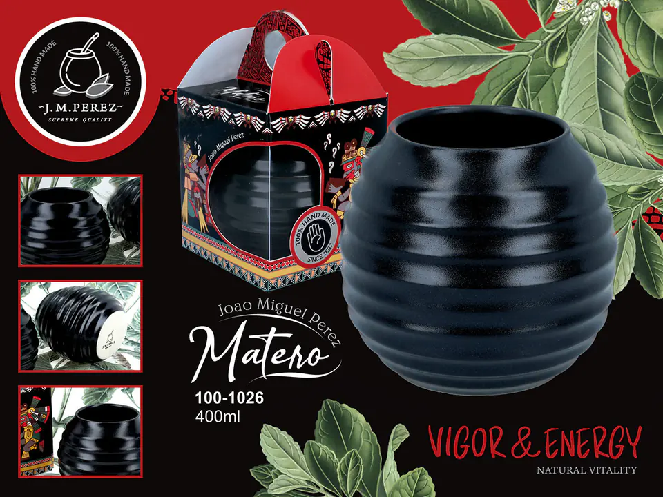 ⁨Naczynie Ceramiczne do Yerby - czarna opona⁩ w sklepie Wasserman.eu