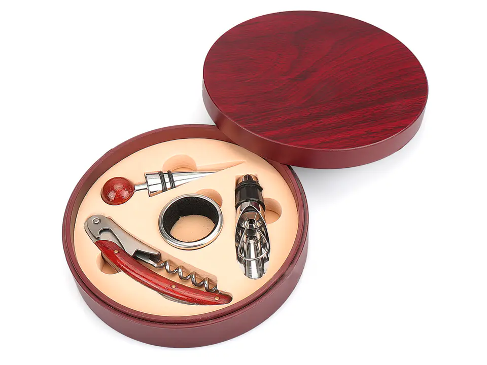⁨Wine set in a round box - 4 elements⁩ at Wasserman.eu