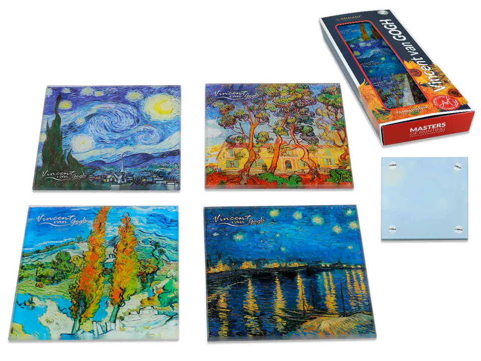 ⁨Kpl. 4 podkładek szklanych - V. van Gogh (CARMANI)⁩ w sklepie Wasserman.eu