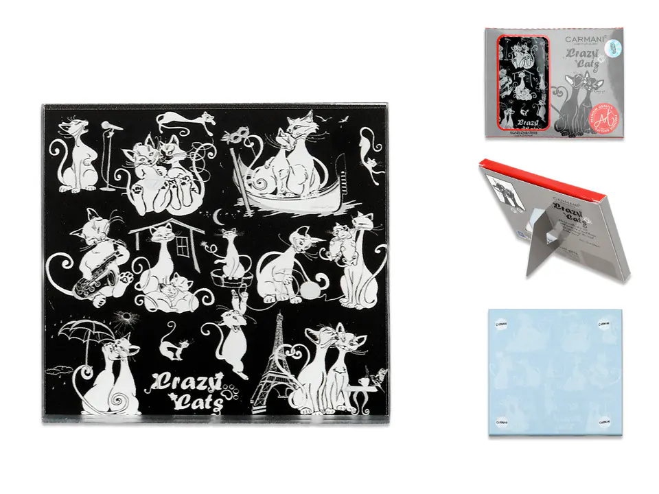 ⁨Podkładka szklana - Koci świat, czarne (CARMANI)⁩ w sklepie Wasserman.eu
