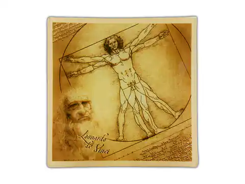 ⁨Decorative plate - L. da Vinci, Vitruvian Man 13x13cm⁩ at Wasserman.eu
