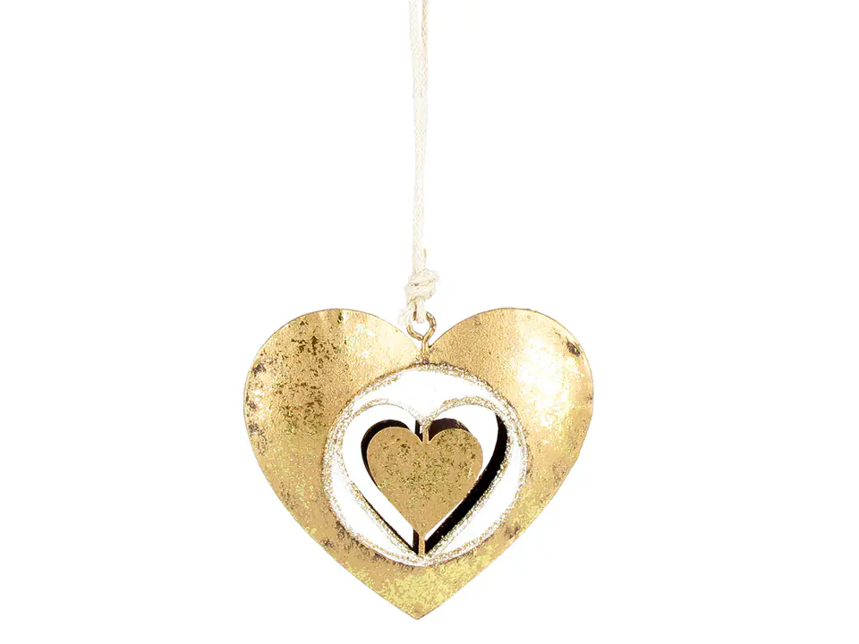 ⁨Christmas tree decoration - golden heart - metalwork⁩ at Wasserman.eu