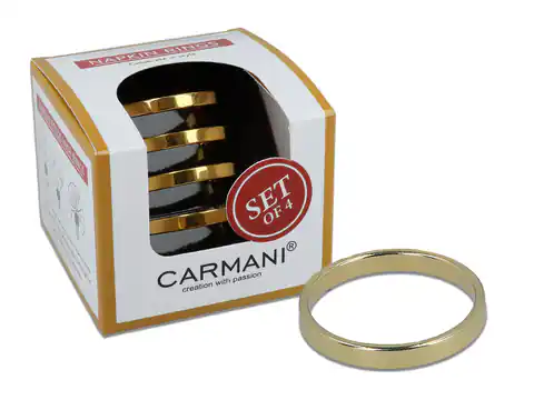 ⁨Kpl. 4 Pierścieni na serwetkę - Obrączki wąskie, złote⁩ w sklepie Wasserman.eu