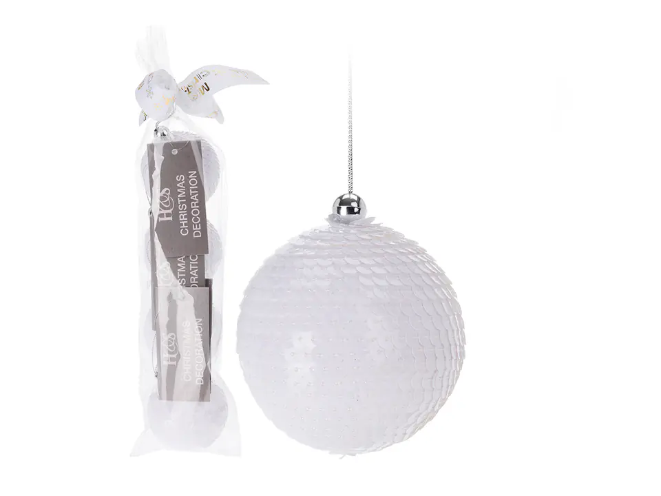 ⁨Set of 4 white baubles 6cm⁩ at Wasserman.eu