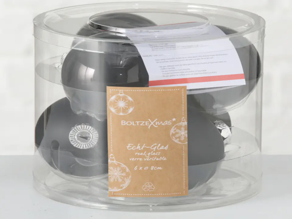 ⁨Kpl. 6 czarnych bombek choinkowych (śr. 8cm)⁩ w sklepie Wasserman.eu