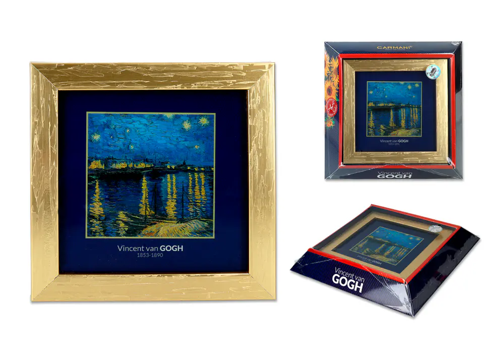⁨Obrazek - V. van Gogh, Noc nad Rodanem, złota ramka (CARMANI)⁩ w sklepie Wasserman.eu