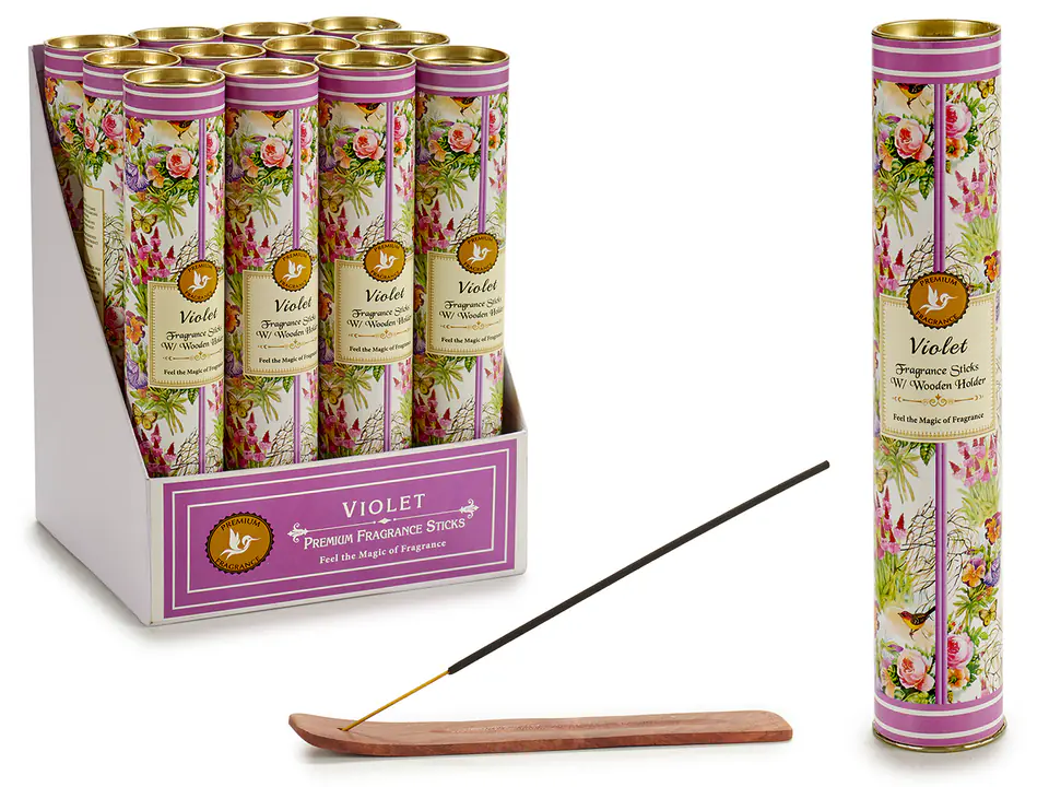 Incense in a can - Violets (12x30pcs) + stand at Wasserman.eu