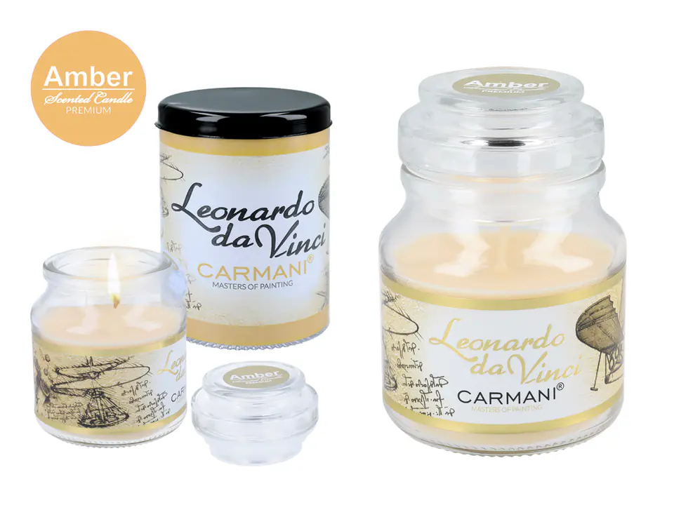 ⁨Scented candle, american small - L. da Vinci, Flying machines (CARMANI)⁩ at Wasserman.eu