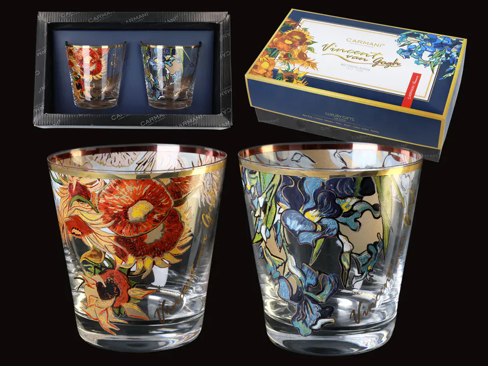 Kpl. 2 szklanek do whisky - V. Van Gogh. Słoneczniki + Irysy (CARMANI) w sklepie Wasserman.eu