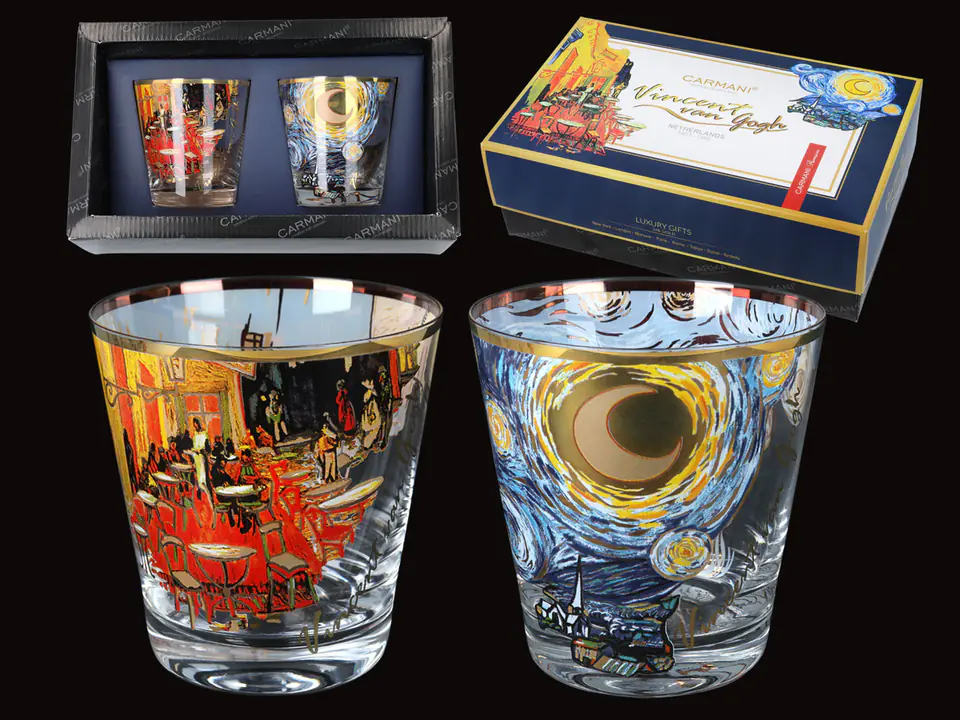 Kpl. 2 szklanek do whisky - V. Van Gogh. Gwiaździsta Noc + Taras kawiarni w nocy (CARMANI) w sklepie Wasserman.eu