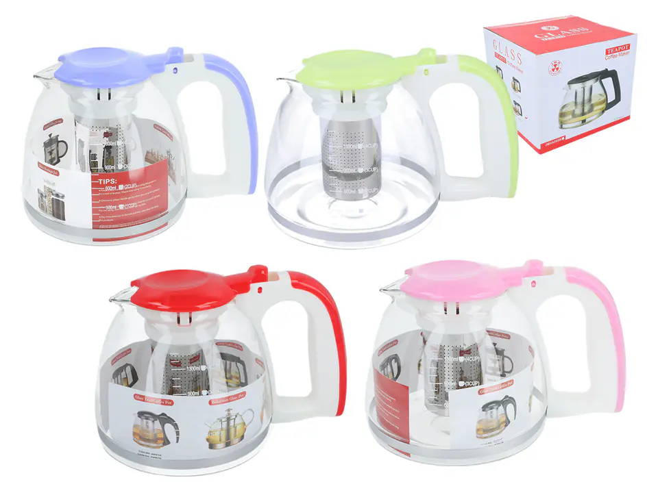 Glass teapot with strainer (pattern to choose from) at Wasserman.eu