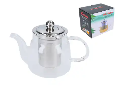 ⁨Glass teapot with strainer⁩ at Wasserman.eu