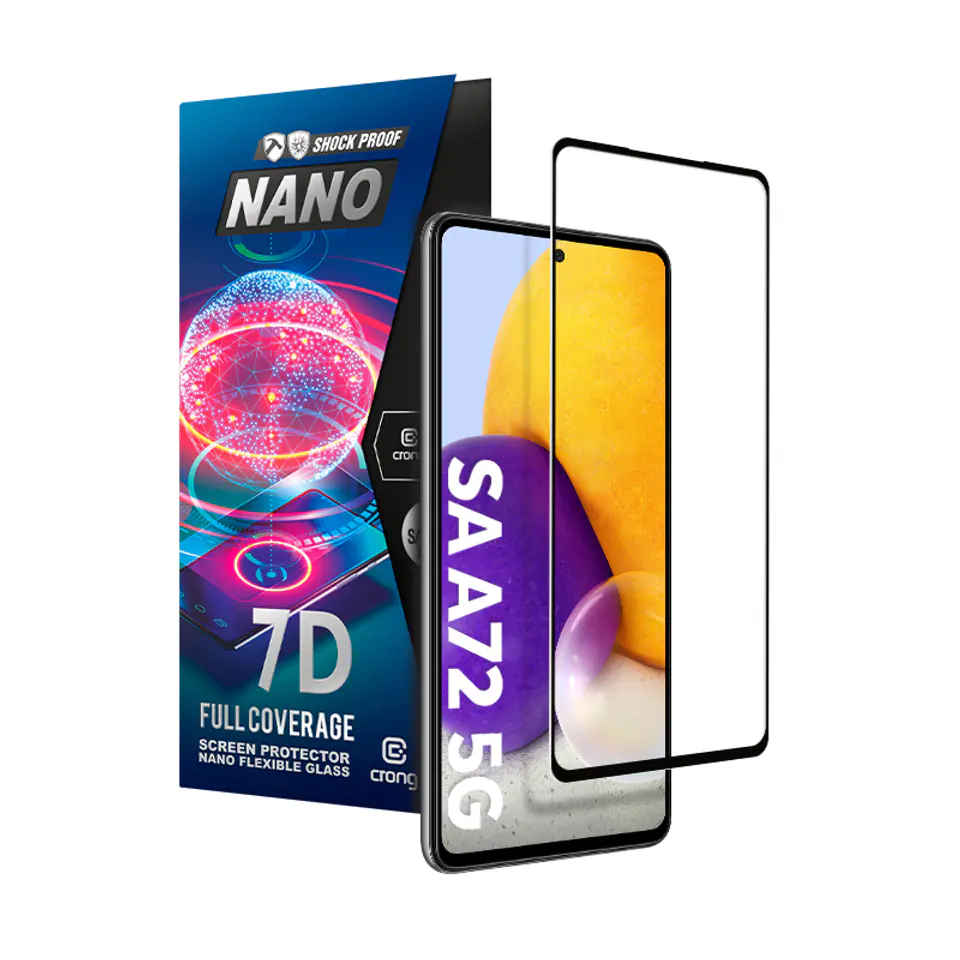 ⁨Crong 7D Nano Flexible Glass – Niepękające szkło hybrydowe 9H na cały ekran Samsung Galaxy A72⁩ w sklepie Wasserman.eu