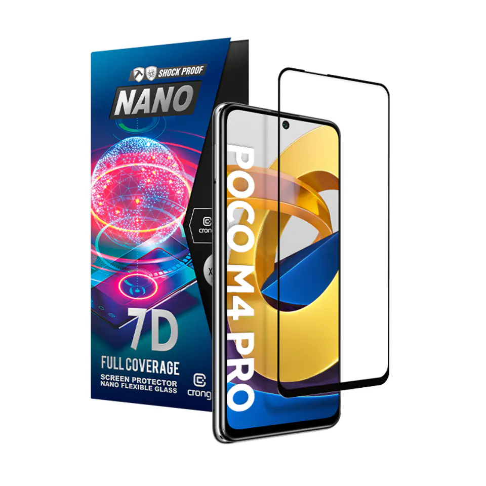 ⁨Crong 7D Nano Flexible Glass - Non-cracking hybrid glass 9H for full screen POCO M4 Pro 5G⁩ at Wasserman.eu