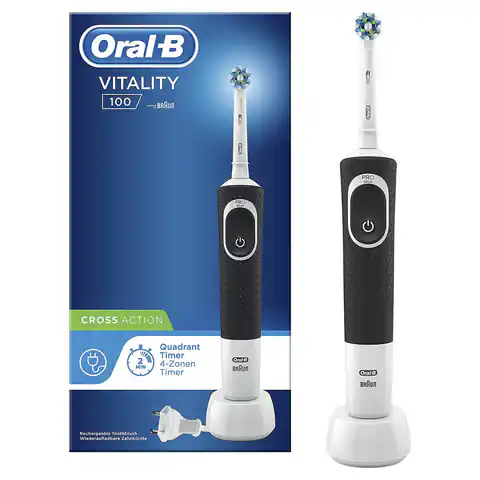 ⁨Oral-B CrossAction Electric Toothbrush Vitality D100 Rechargeable, Dla dorosłych, Czas pracy 2 min, Ilość główek szczoteczki w z⁩ w sklepie Wasserman.eu