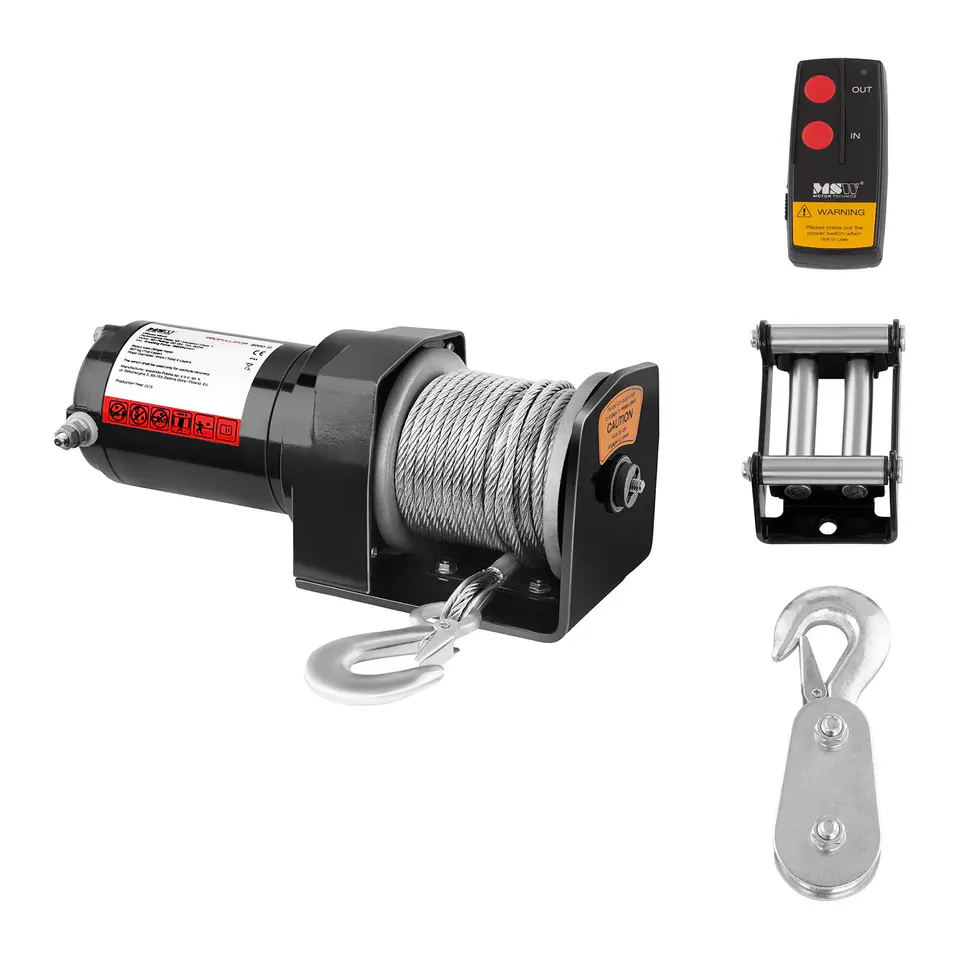 ⁨Winch car winch off road for remote control rope 15 m pull 907 kg + Zblocze 2 T⁩ at Wasserman.eu