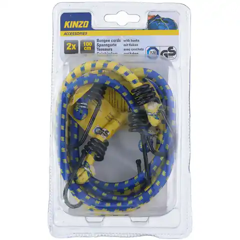 ⁨Kinzo - gumy do mocowania bagażu 100 cm 2 szt. (niebieski+żółty)⁩ w sklepie Wasserman.eu