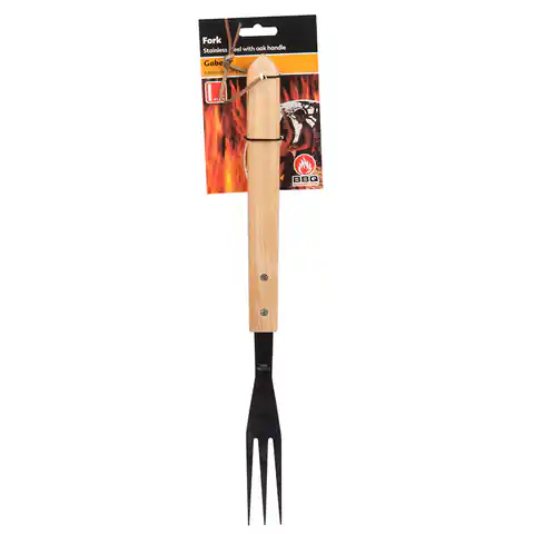 ⁨BBQ - fork necessary for grilling long with wooden handle 41 cm⁩ at Wasserman.eu