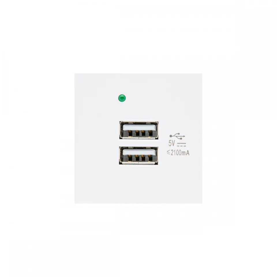 ⁨USBx2 socket with Maclean charger, double, 2.1A fast charge, white, MCE728W⁩ at Wasserman.eu