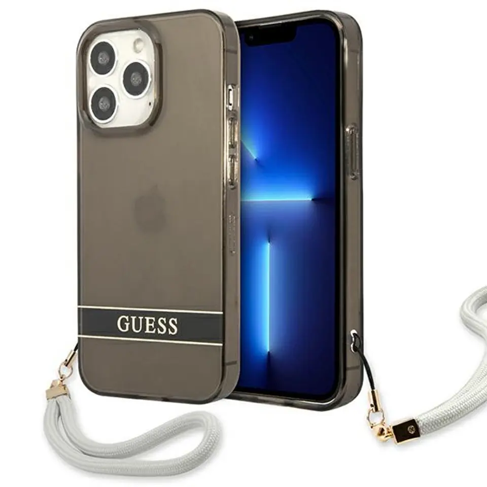 ⁨Guess GUHCP13LHTSGSK iPhone 13 Pro / 13 6,1" czarny/black hardcase Translucent Stap⁩ w sklepie Wasserman.eu